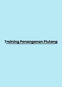 Training Penanganan Piutang pelatihan Penanganan Piutang online